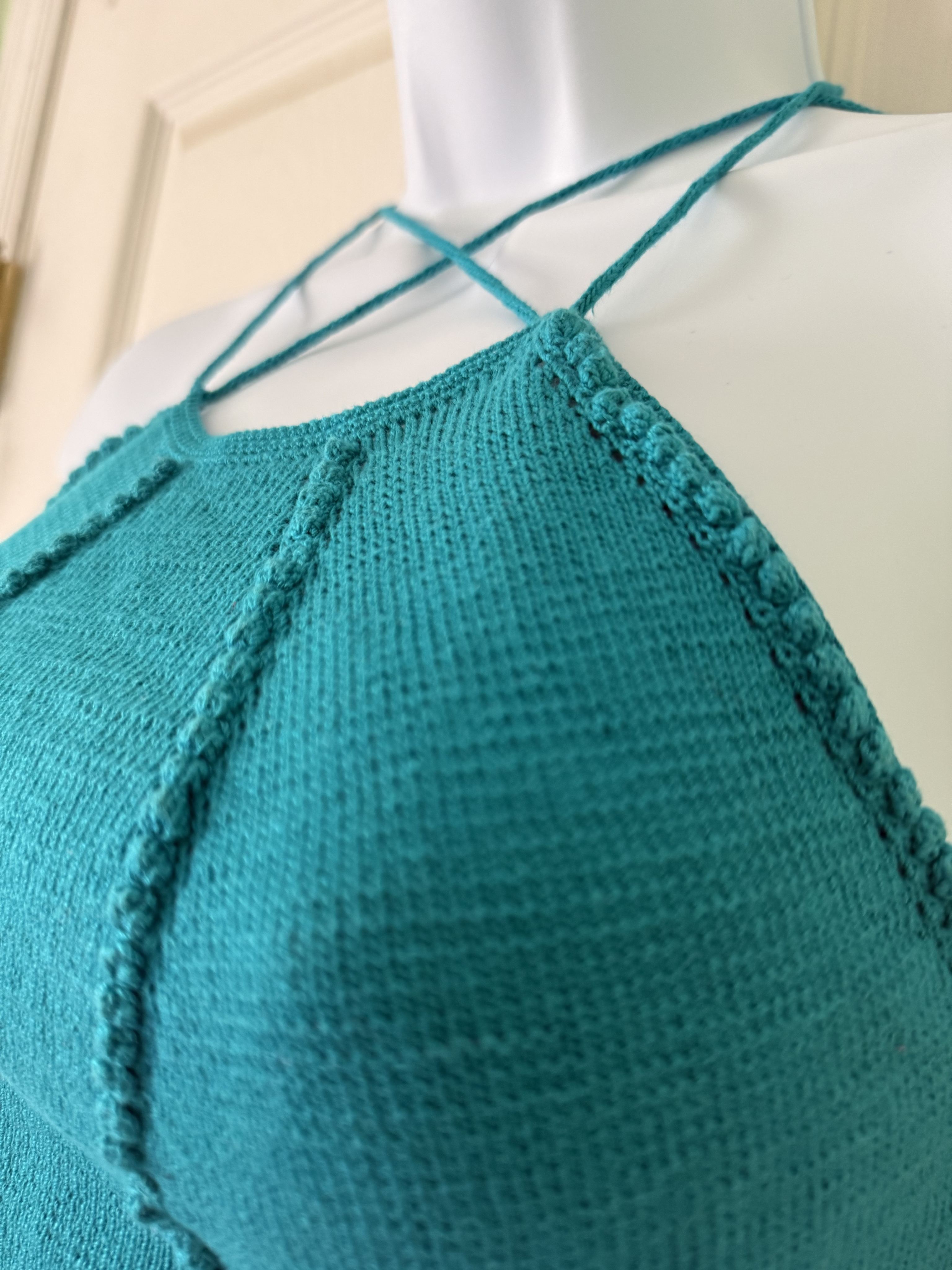 Knit Blue Halter Crop TopDetail